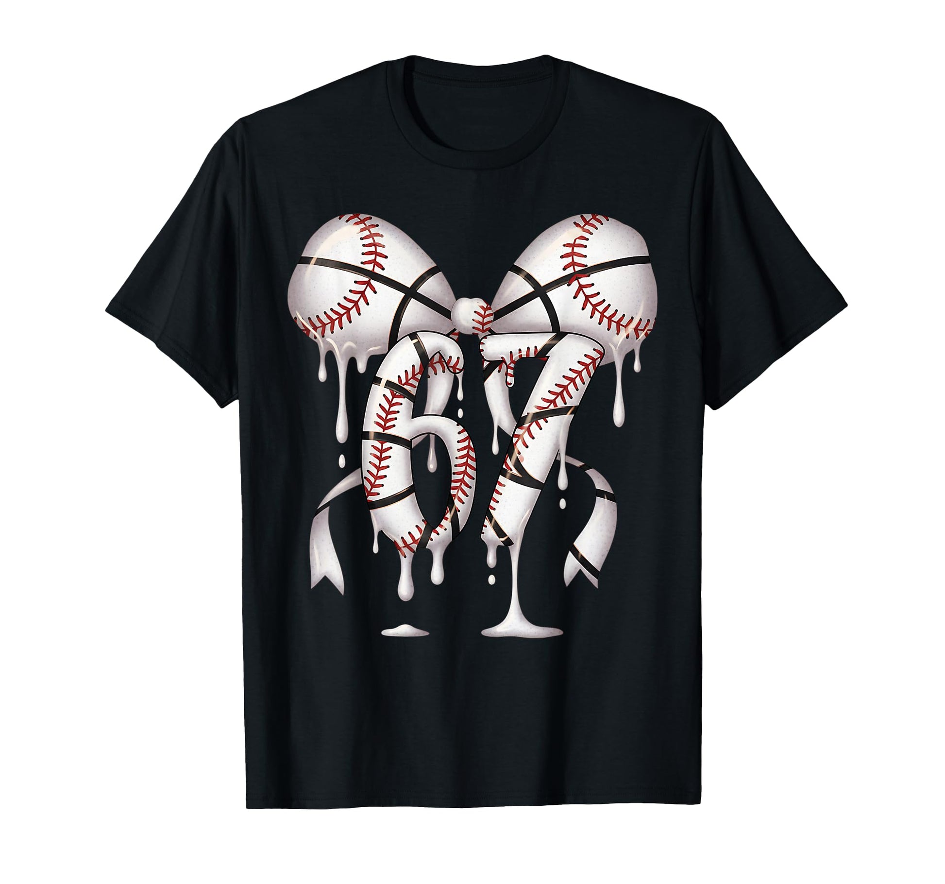Funny 67 Meme Coquette Bow Baseball T-Shirt - Custom Art Print for Adults - T-Shirt, Sweatshirt, Hoodie