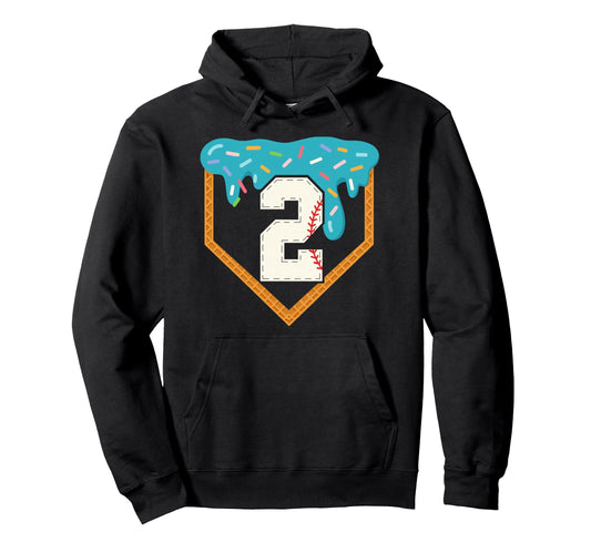 Baseball Drip 2Nd Birthday 2 Year Old Hoodie - Unique Graphic for Adults - T-Shirt, Sweatshirt, Hoodie