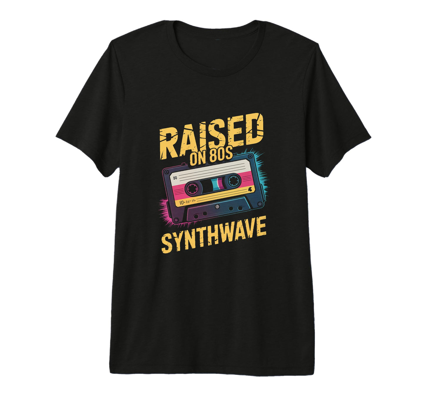 Raised 80S Synthwave Cassette Music Tri T-Shirt - Unique Graphic Unisex - T-Shirt, Sweatshirt, Hoodie