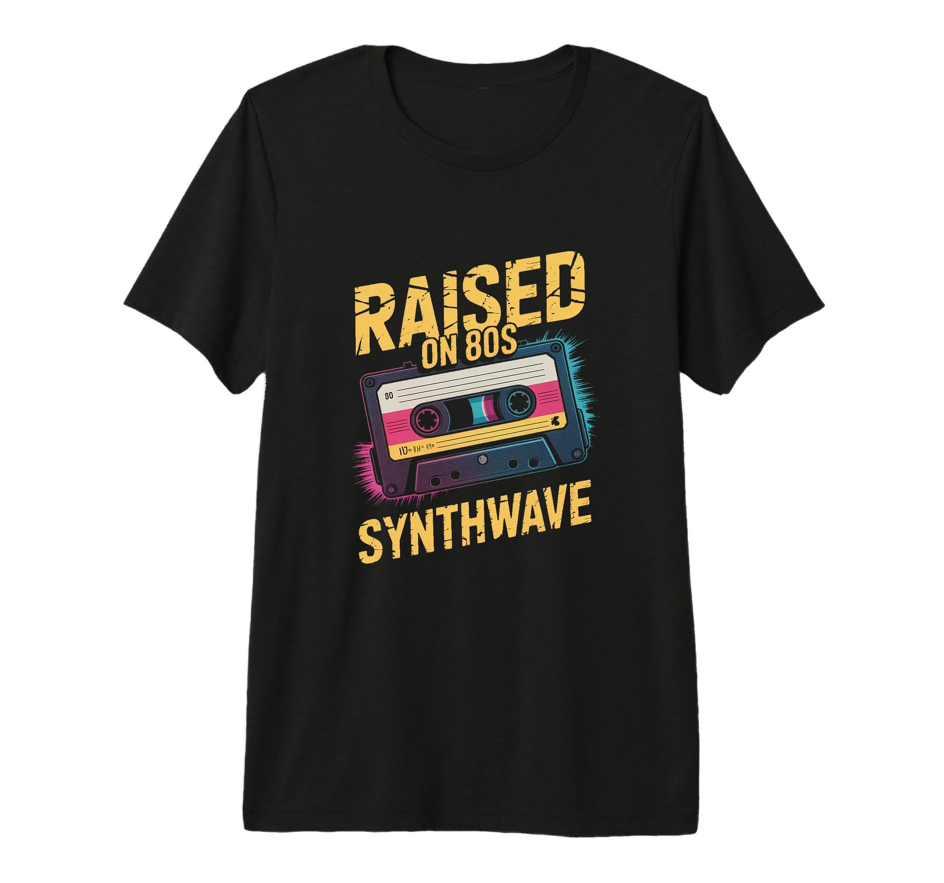 Raised 80S Synthwave Cassette Music Tri T-Shirt - Unique Graphic Unisex - T-Shirt, Sweatshirt, Hoodie