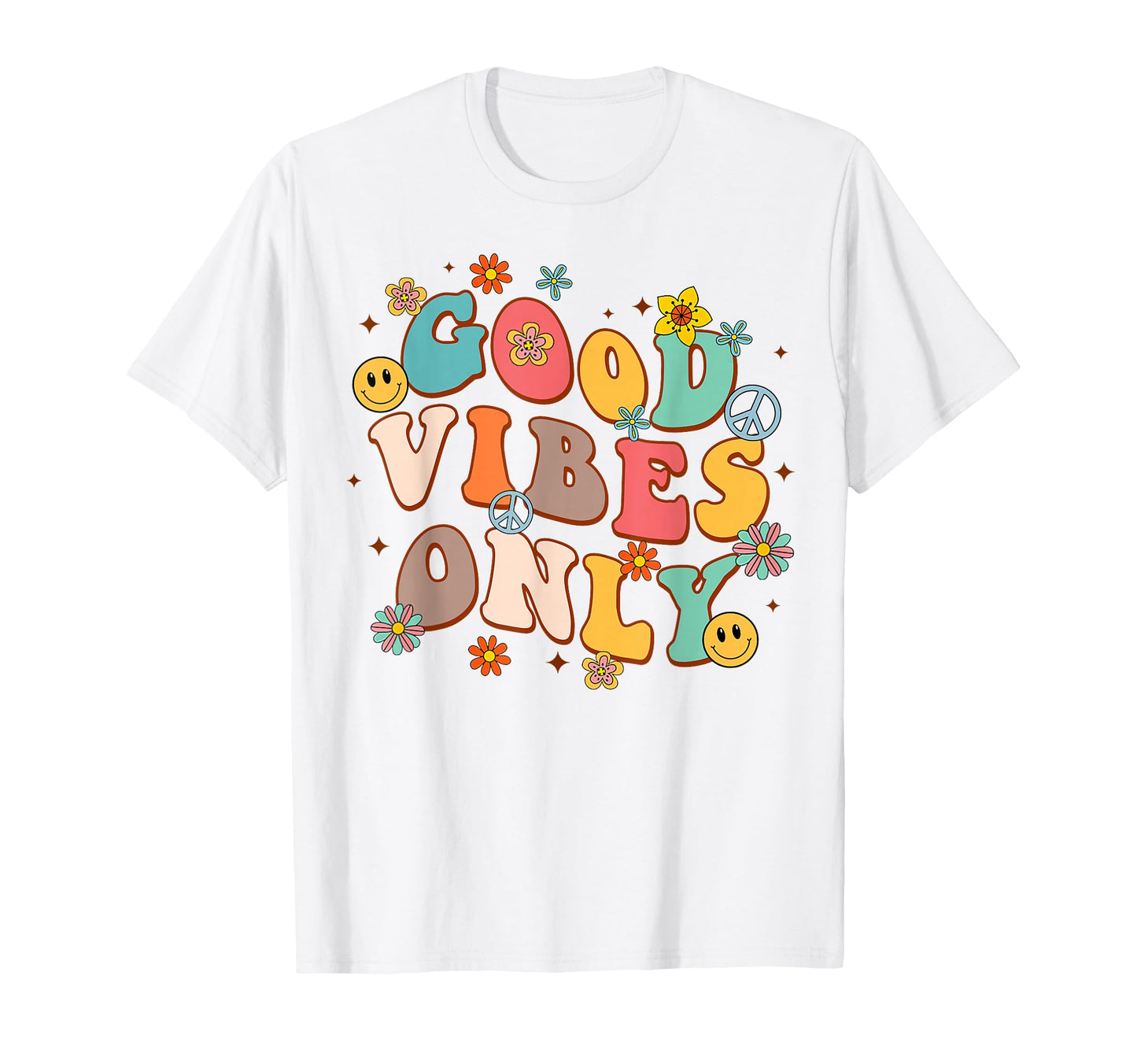 Good Vibes Only Peace Sign Love 60S 70S T-Shirt - Aesthetic Graphic Unisex - T-Shirt, Sweatshirt, Hoodie