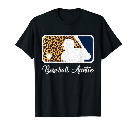 Baseball Auntie Leopard Funny Player T-Shirt - Custom Art Print Men Women - T-Shirt, Sweatshirt, Hoodie