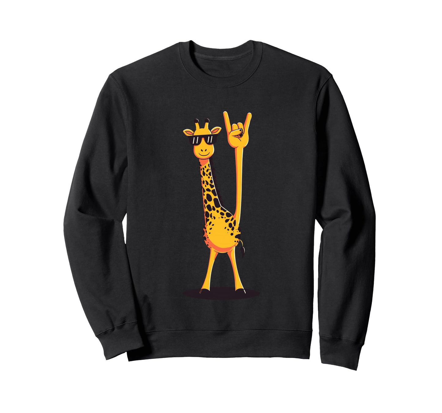 Giraffe Rock Hand Sign Sunglasses Punk Sweatshirt - Minimalist Print Unisex - T-Shirt, Sweatshirt, Hoodie