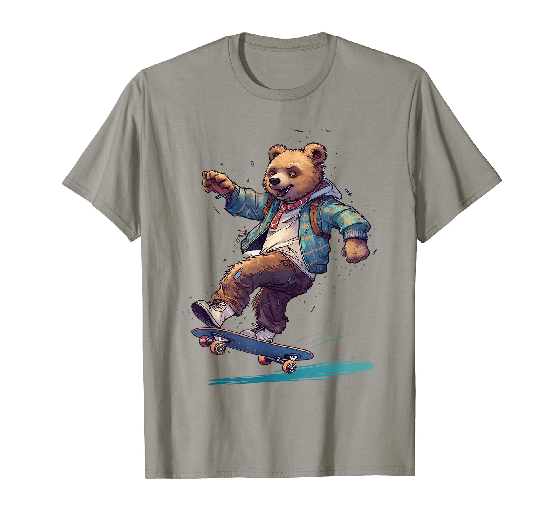 Skateboarding Grizzly Bear Skateboard T-Shirt - Trendy Graphic for Adults - T-Shirt, Sweatshirt, Hoodie