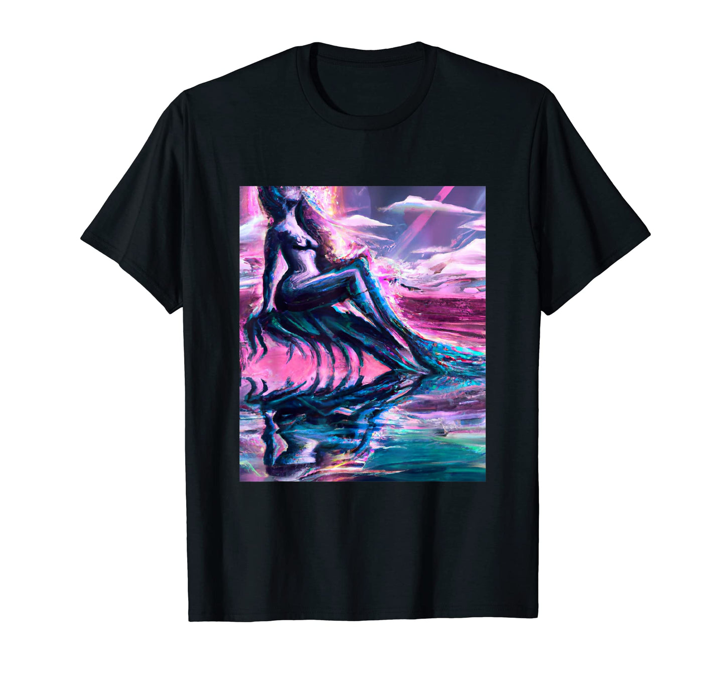 Mermaid Portrait Vaporwave T-Shirt - Casual Everyday Wear for Adults - T-Shirt, Sweatshirt, Hoodie