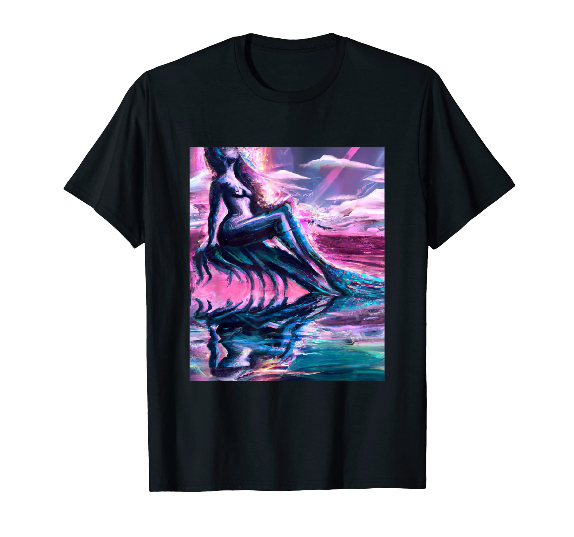 Mermaid Portrait Vaporwave T-Shirt - Casual Everyday Wear for Adults - T-Shirt, Sweatshirt, Hoodie