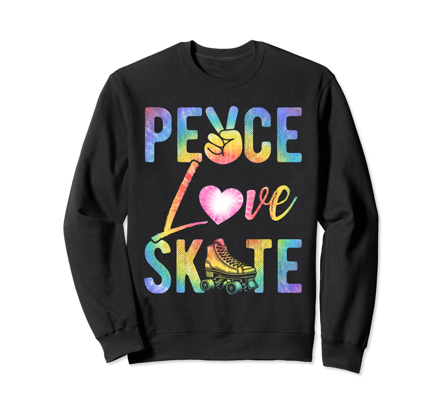 Peace Love Skate Roller Skating Sweatshirt - Aesthetic Graphic Unisex - T-Shirt, Sweatshirt, Hoodie