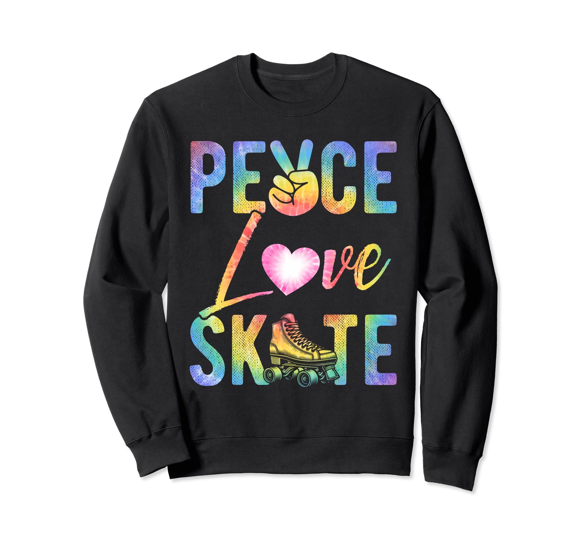 Peace Love Skate Roller Skating Sweatshirt - Aesthetic Graphic Unisex - T-Shirt, Sweatshirt, Hoodie