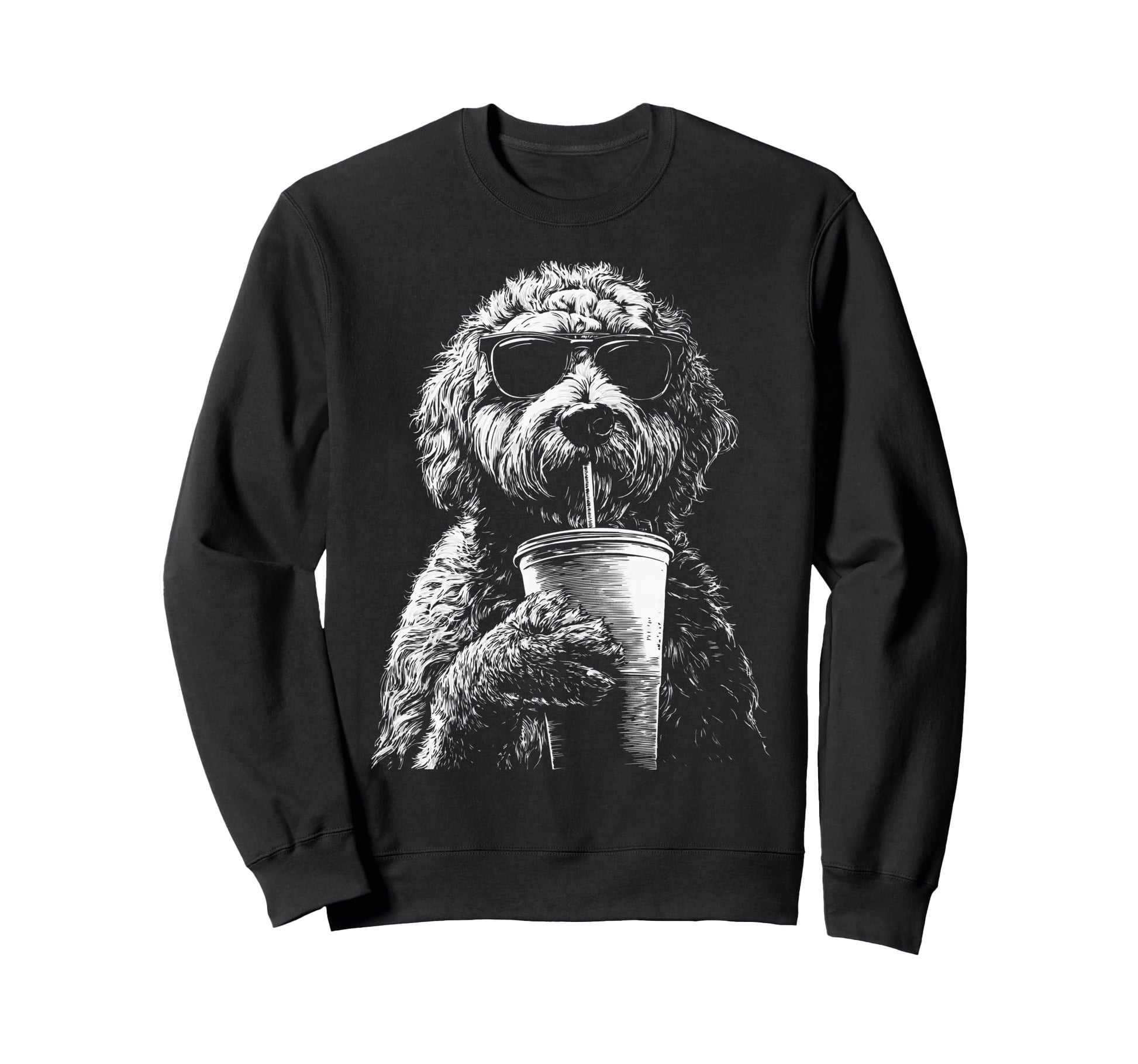 Labradoodle Drinking Iced Sweatshirt - Casual Everyday Wear Men Women - T-Shirt, Sweatshirt, Hoodie