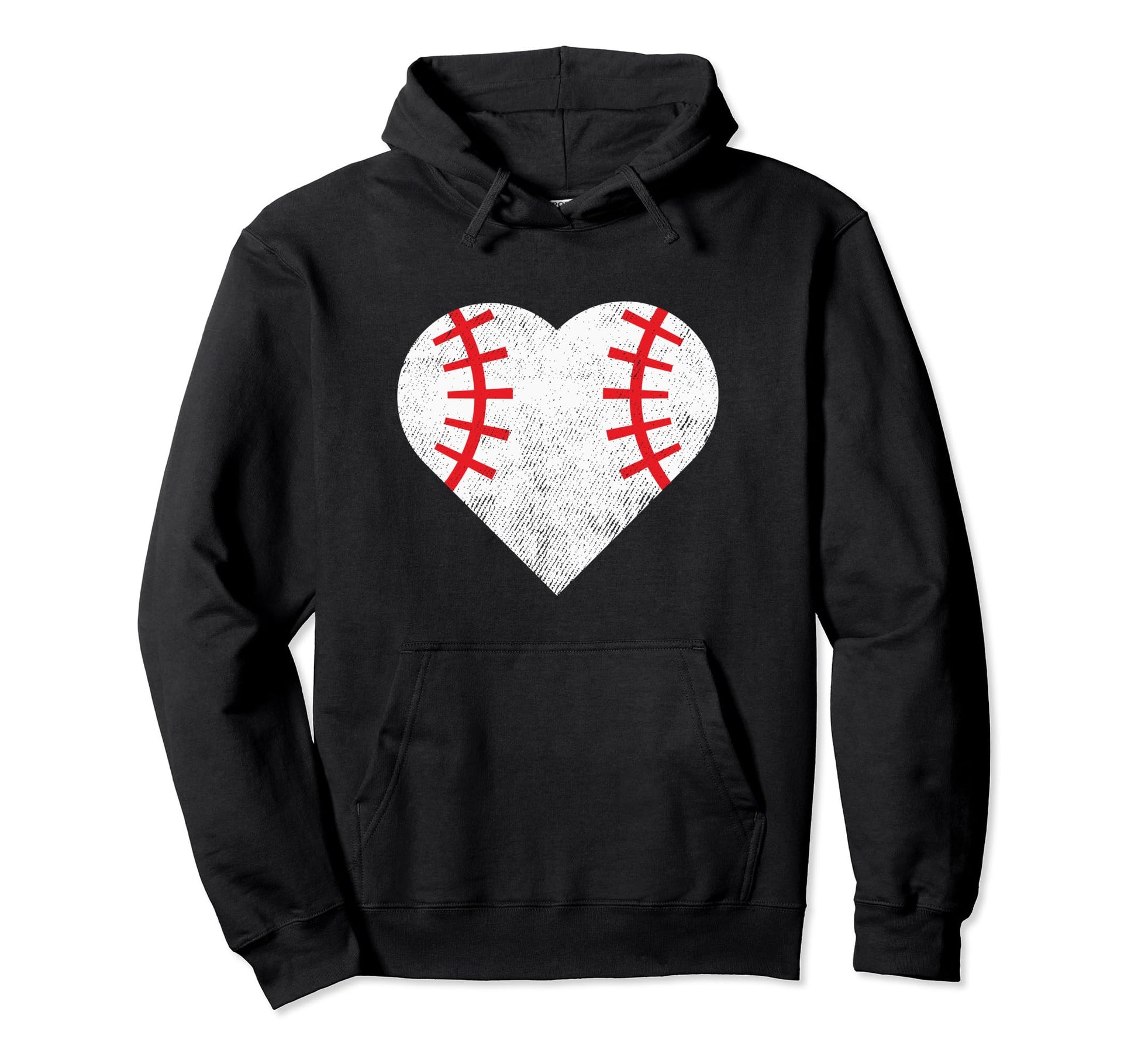 Baseball Love Heart Hoodie - Minimalist Print for Adults - T-Shirt, Sweatshirt, Hoodie