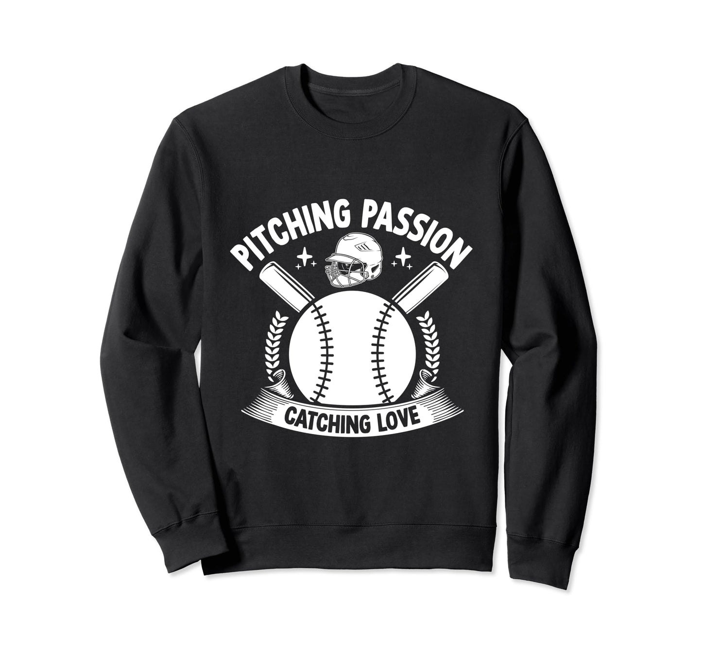 Pitching Passion Catching Love Sweatshirt - Graphic Print Men Women - T-Shirt, Sweatshirt, Hoodie