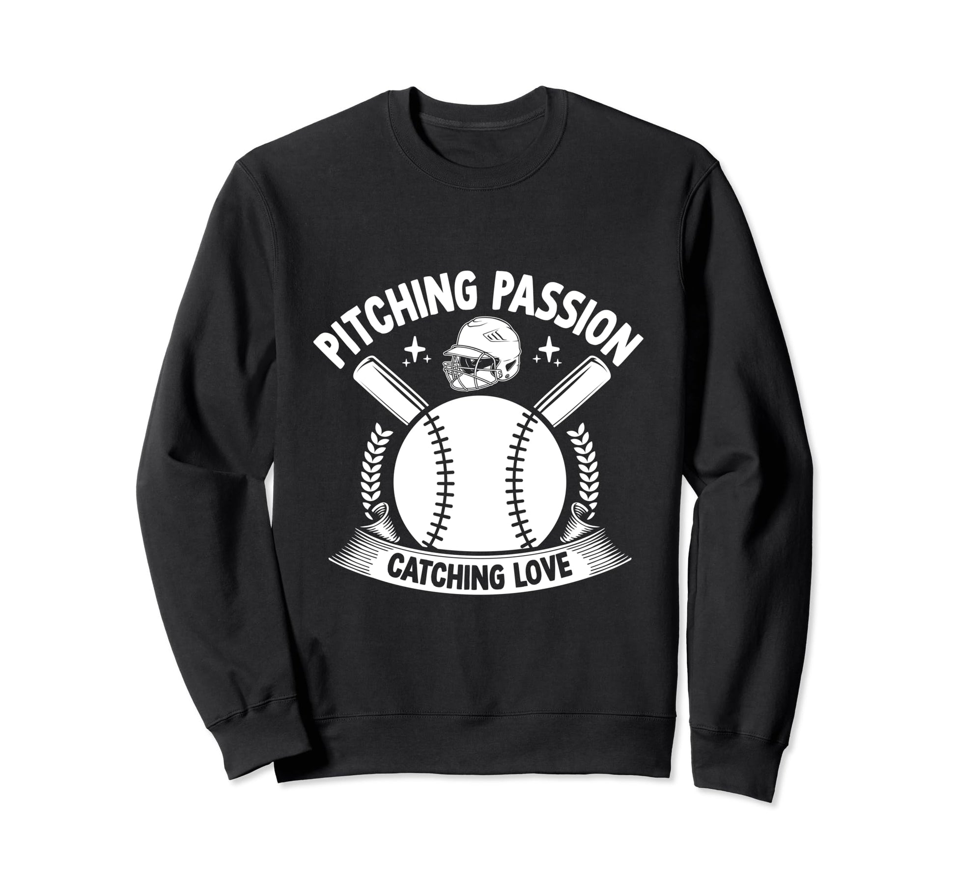 Pitching Passion Catching Love Sweatshirt - Graphic Print Men Women - T-Shirt, Sweatshirt, Hoodie