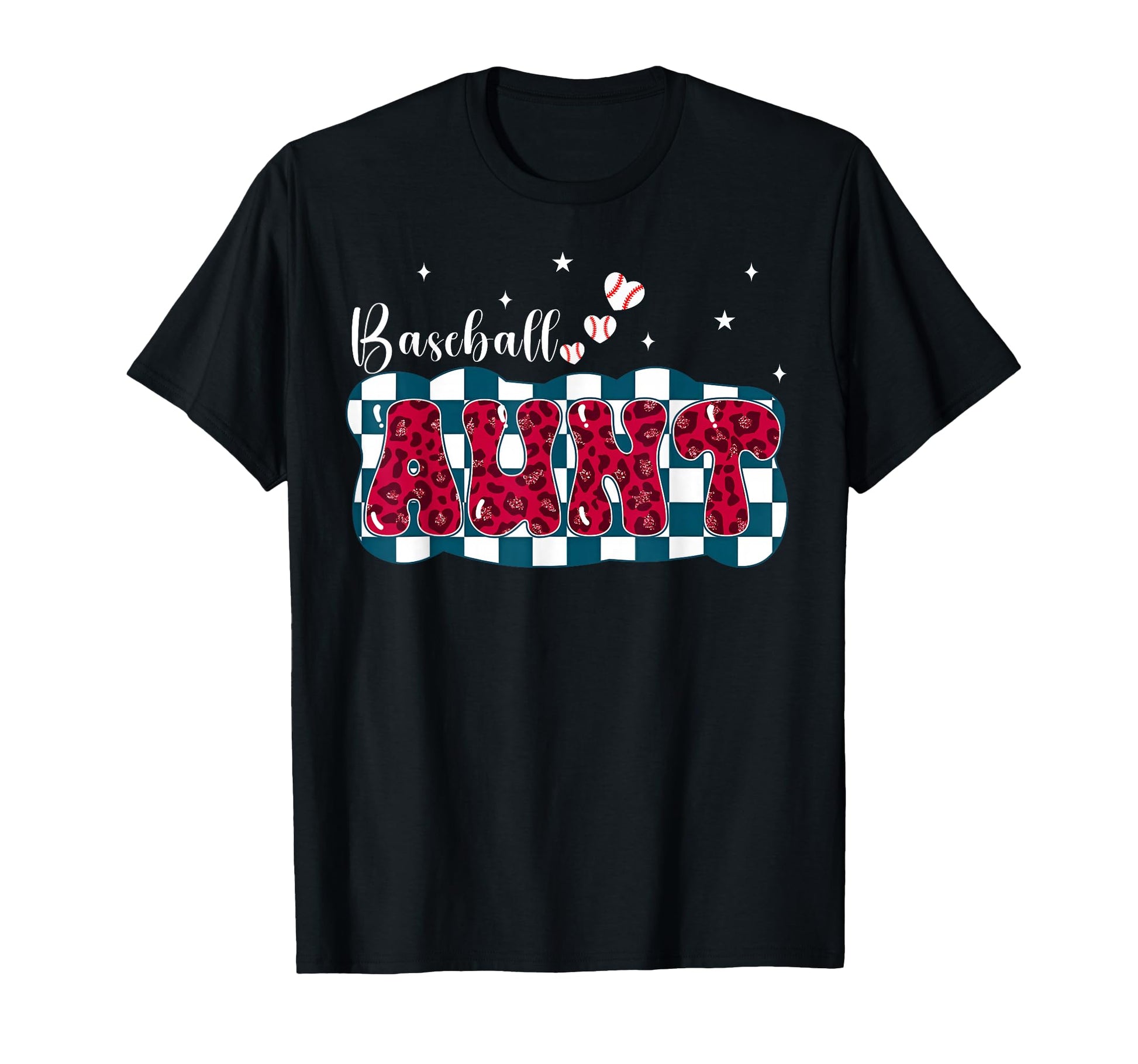 Baseball Aunt Leopard Heart Funny Gift T-Shirt - Streetwear Style Unisex - T-Shirt, Sweatshirt, Hoodie