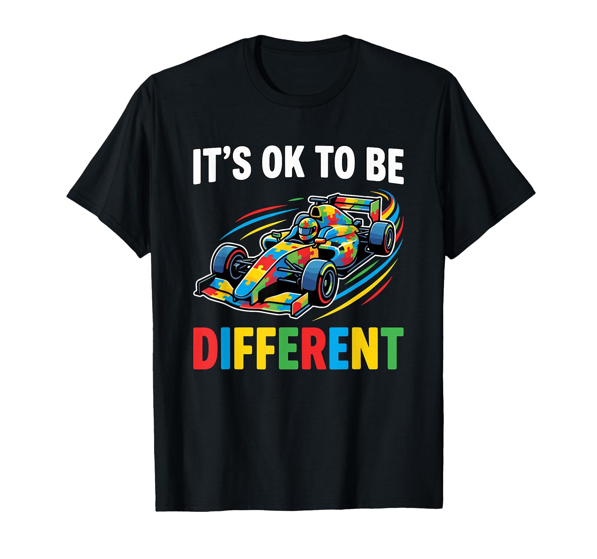 Its Ok To Be Different Autism Racing Car T-Shirt - Custom Art Print Unisex - T-Shirt, Sweatshirt, Hoodie