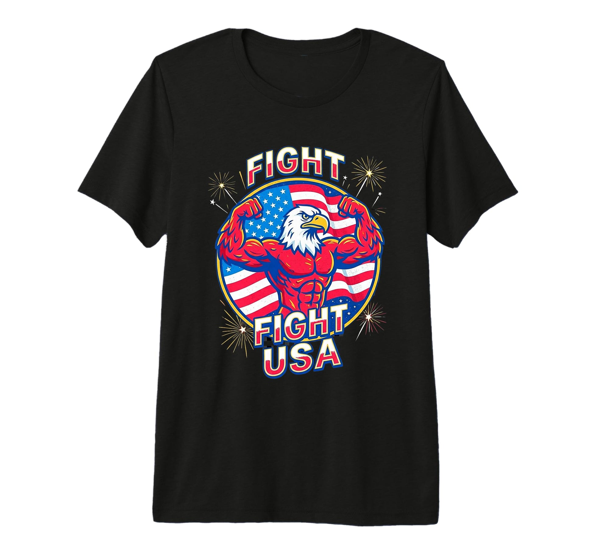 Fight Usa Flexing Bald Eagle Meme Tri T-Shirt - Streetwear Style Men Women - T-Shirt, Sweatshirt, Hoodie
