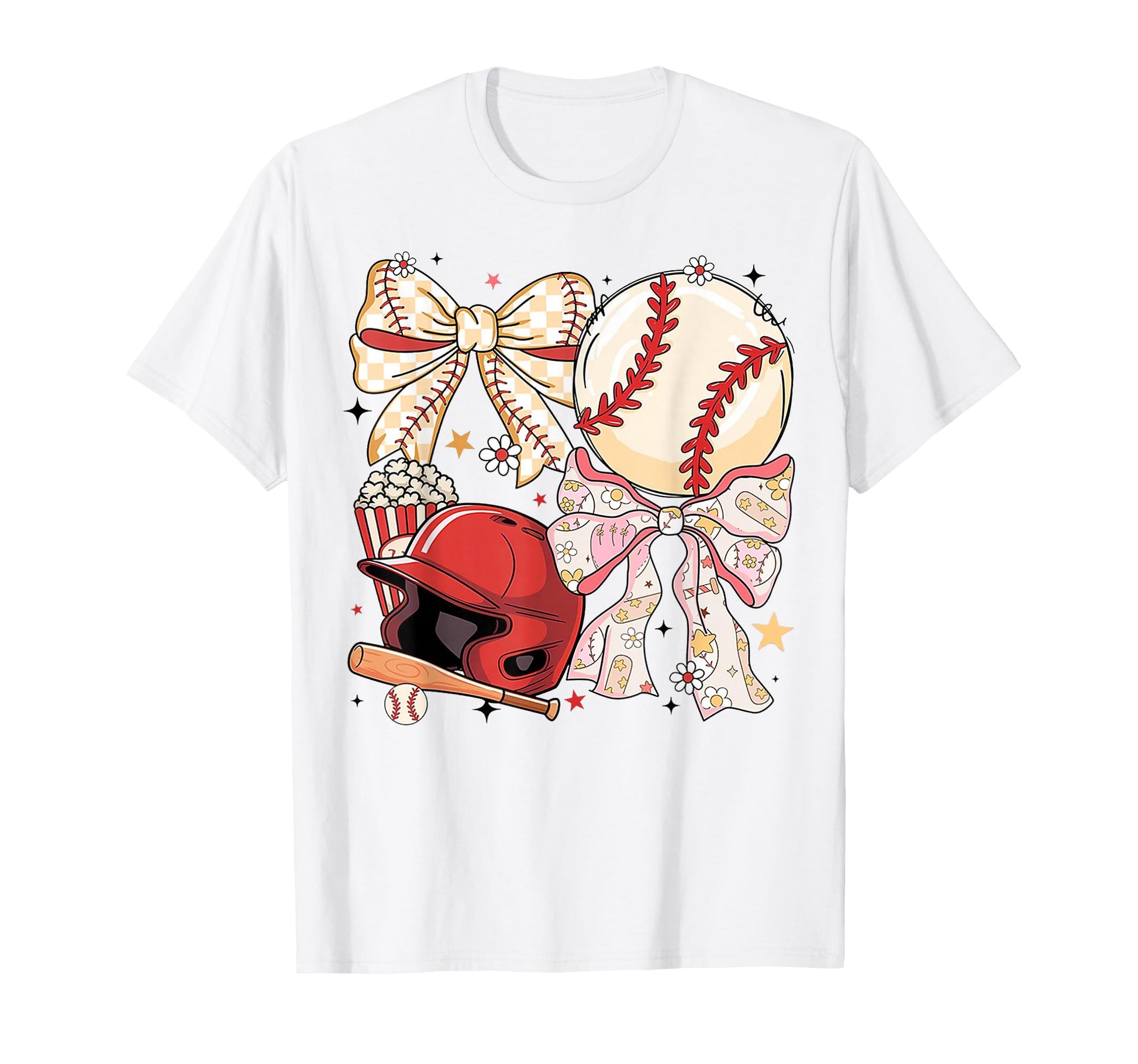 Coquette Baseball Bows Preppy Sports T-Shirt - Novelty Apparel for Adults - T-Shirt, Sweatshirt, Hoodie