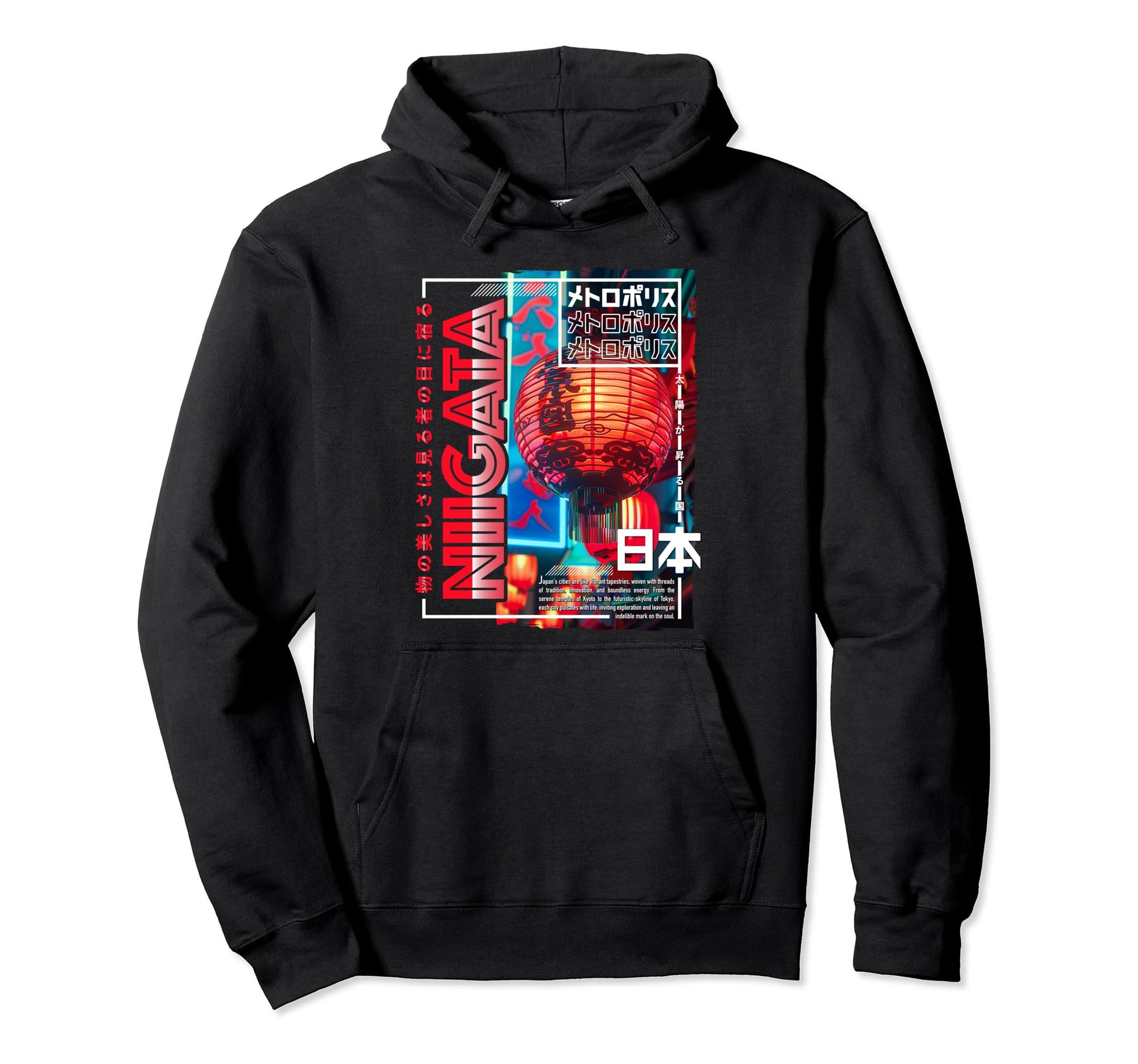 Niigata City 80S Synthwave Lampion Hoodie - Casual Everyday Wear Men Women - T-Shirt, Sweatshirt, Hoodie