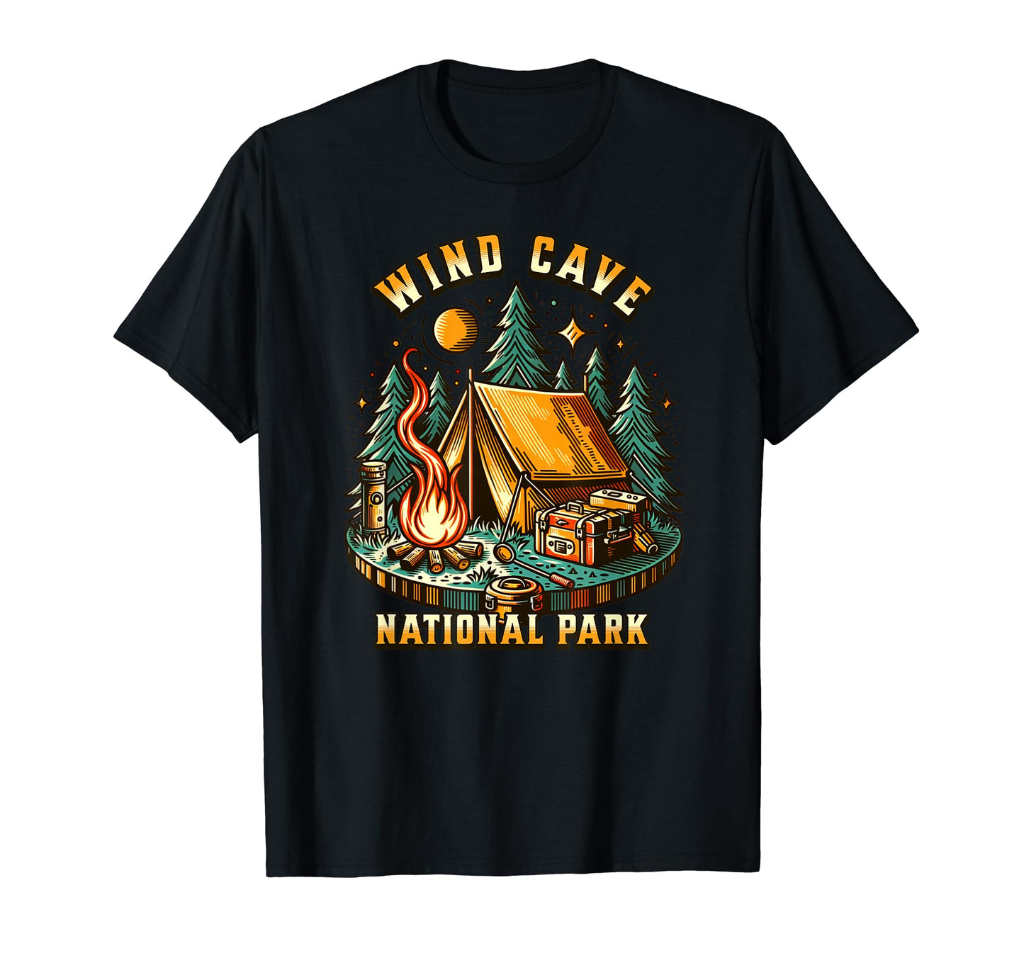 Camping Forest Tent Campfire Wind T-Shirt - Novelty Apparel for Adults - T-Shirt, Sweatshirt, Hoodie