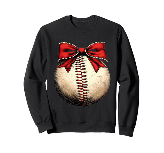 Baseball Coquette Bow Baseball Mom Sweatshirt - Trendy Graphic for Adults - T-Shirt, Sweatshirt, Hoodie
