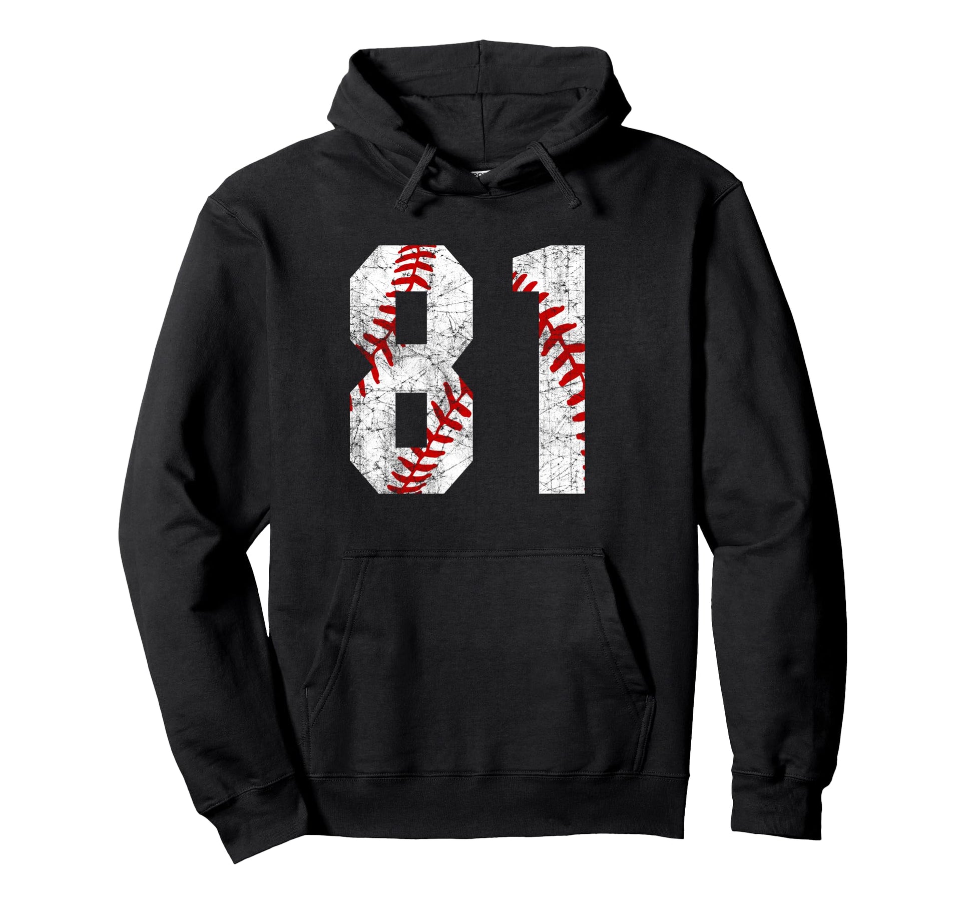 Distressed Baseball Number 81 Jersey Hoodie - Novelty Apparel Unisex - T-Shirt, Sweatshirt, Hoodie