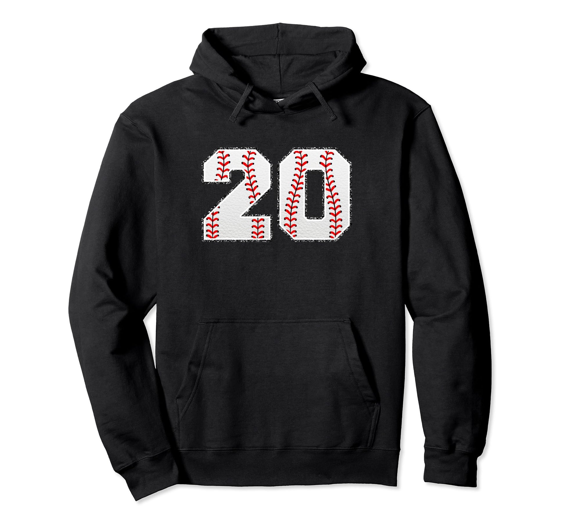 Number 20 Baseball Distressed Number Hoodie - Minimalist Print for Adults - T-Shirt, Sweatshirt, Hoodie
