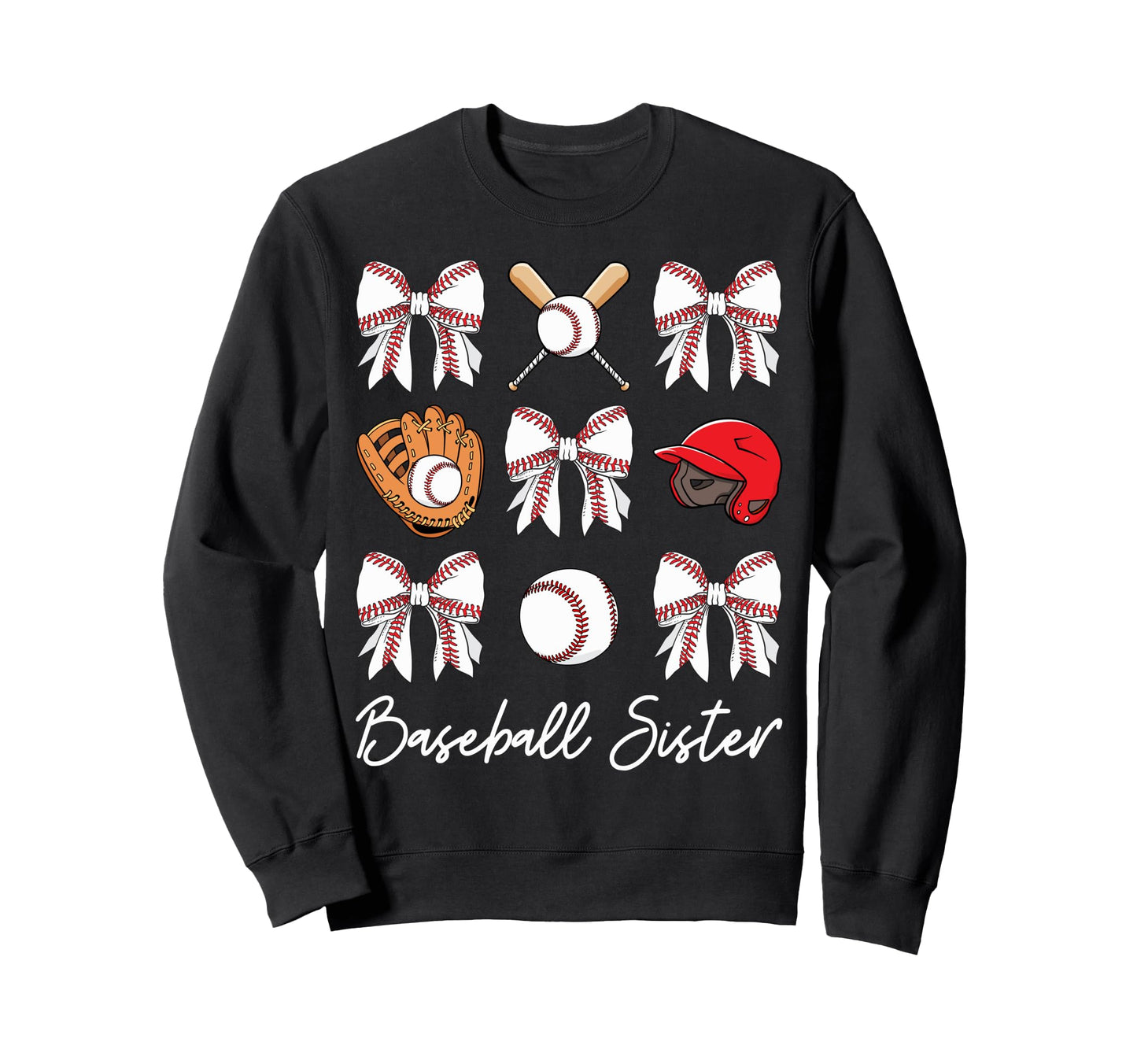 Baseball Sister Coquette Bow Sport Sweatshirt - Graphic Print Men Women - T-Shirt, Sweatshirt, Hoodie