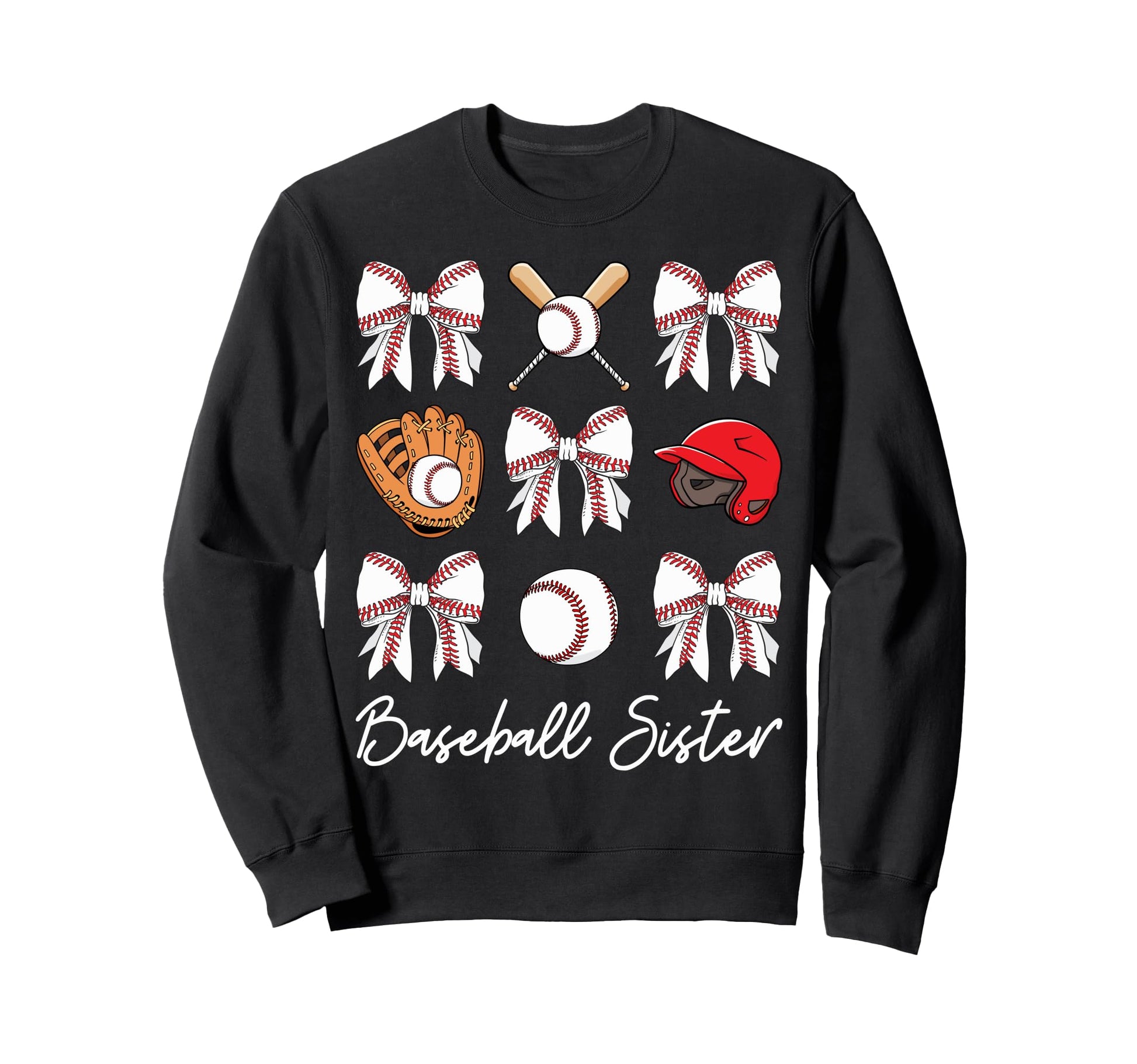 Baseball Sister Coquette Bow Sport Sweatshirt - Graphic Print Men Women - T-Shirt, Sweatshirt, Hoodie