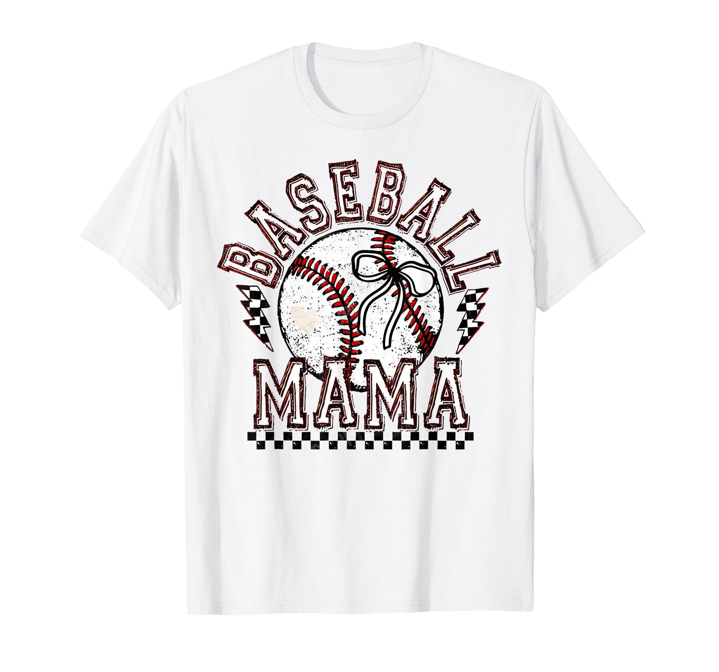 Checkered Baseball Mama Coquette Mom T-Shirt - Aesthetic Graphic Men Women - T-Shirt, Sweatshirt, Hoodie