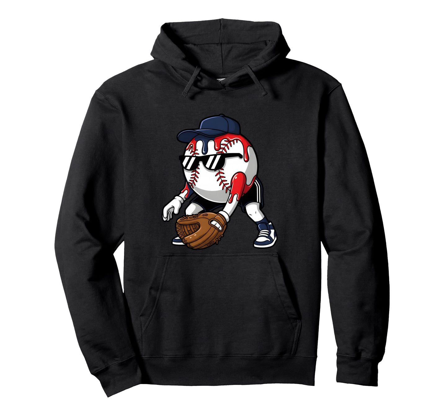 Baseball Fielder Skull Drip Player Hoodie - Graphic Print Unisex - T-Shirt, Sweatshirt, Hoodie