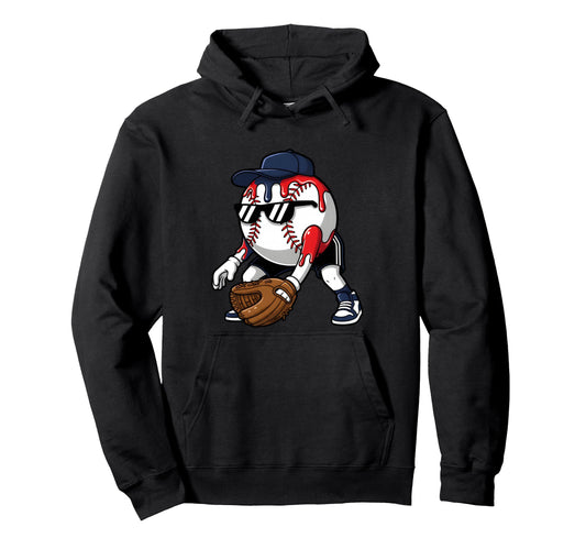 Baseball Fielder Skull Drip Player Hoodie - Graphic Print Unisex - T-Shirt, Sweatshirt, Hoodie