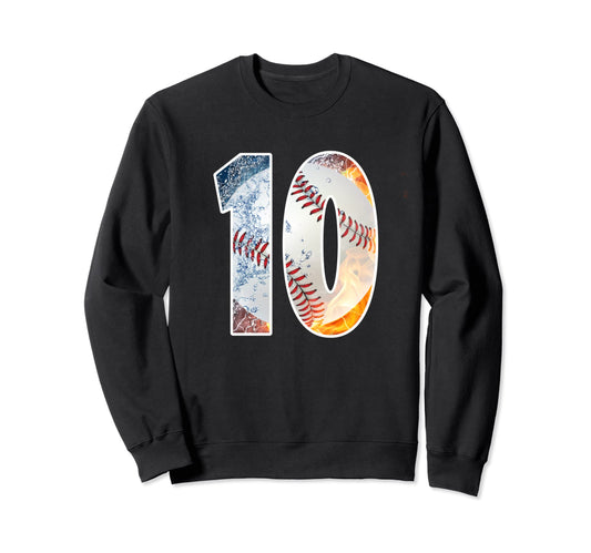 10Th Birthday Party Baseball Sweatshirt - Aesthetic Graphic for Adults - T-Shirt, Sweatshirt, Hoodie