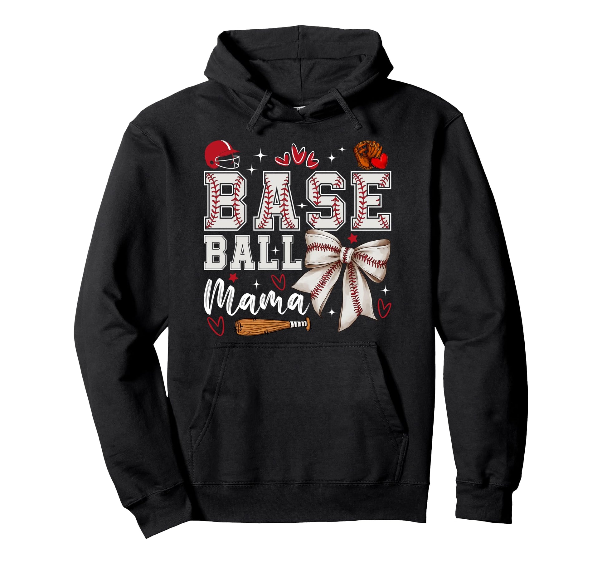 Baseball Mama Coquette Bow Game Day Hoodie - Streetwear Style Unisex - T-Shirt, Sweatshirt, Hoodie