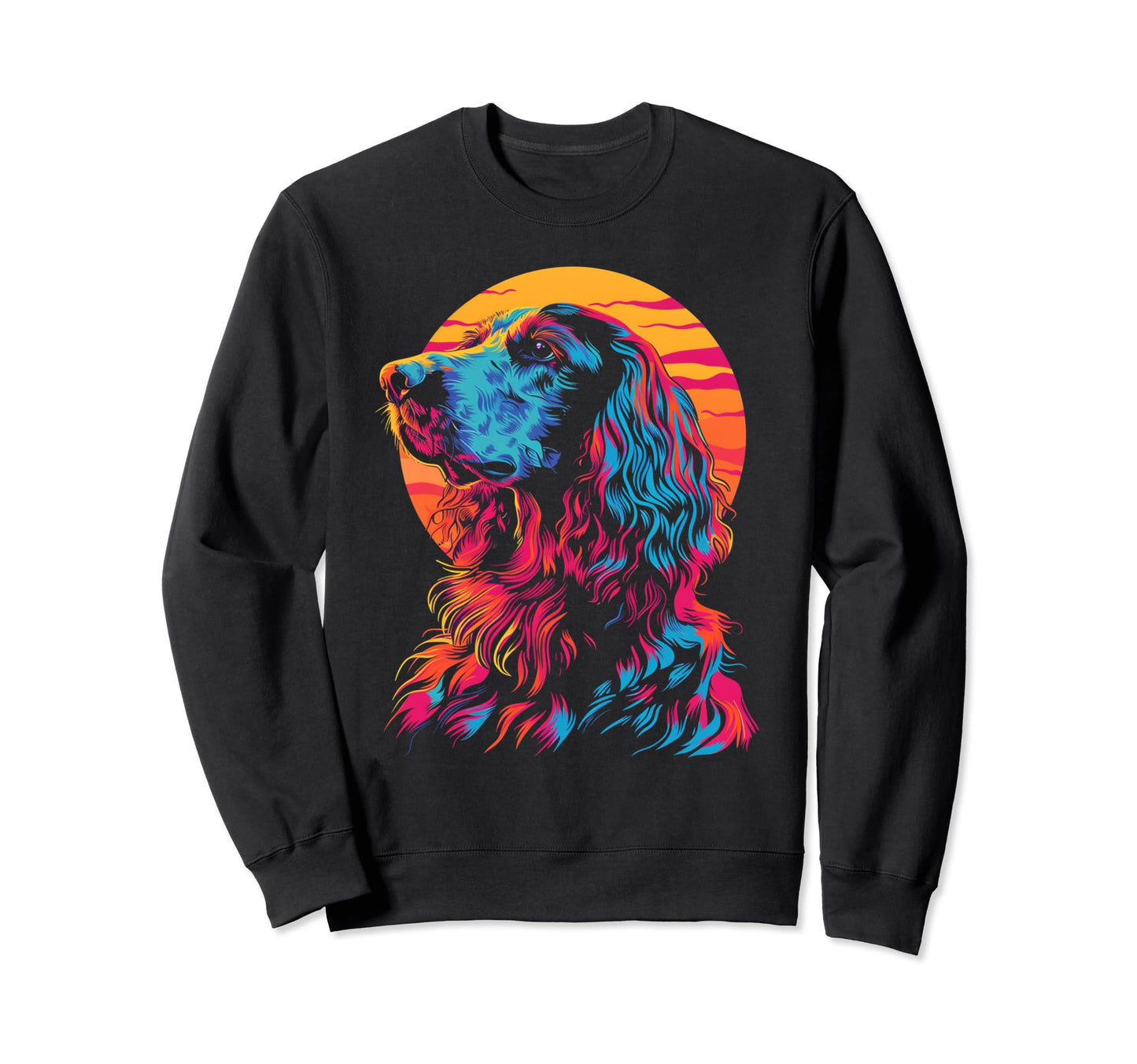 Dog Afghan Hound Vaporwave Sweatshirt - Fun Novelty Design Unisex - T-Shirt, Sweatshirt, Hoodie