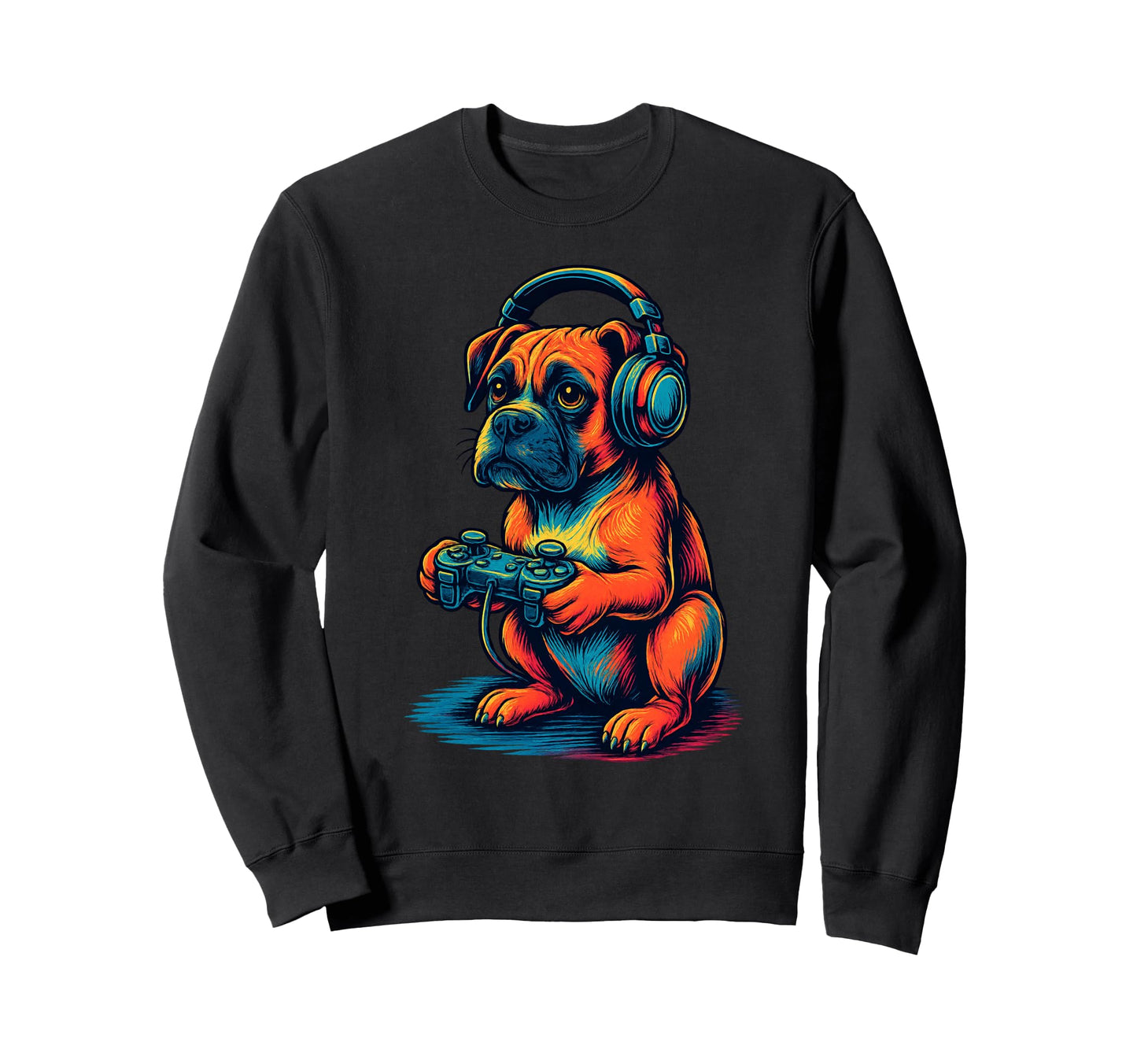 Boxer Dog Gamer Gaming Dog Lover Sweatshirt - Minimalist Print Unisex - T-Shirt, Sweatshirt, Hoodie