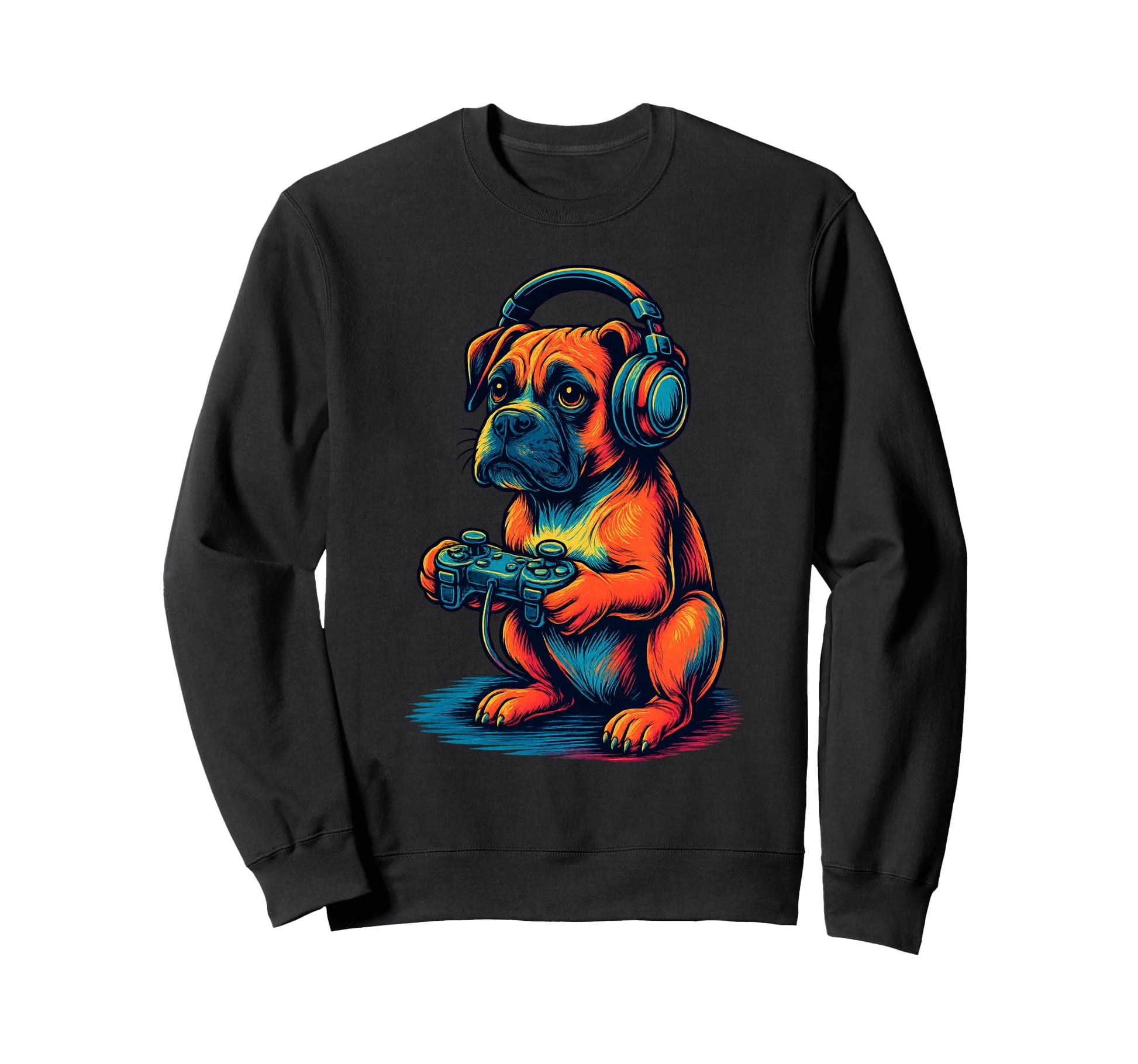 Boxer Dog Gamer Gaming Dog Lover Sweatshirt - Minimalist Print Unisex - T-Shirt, Sweatshirt, Hoodie