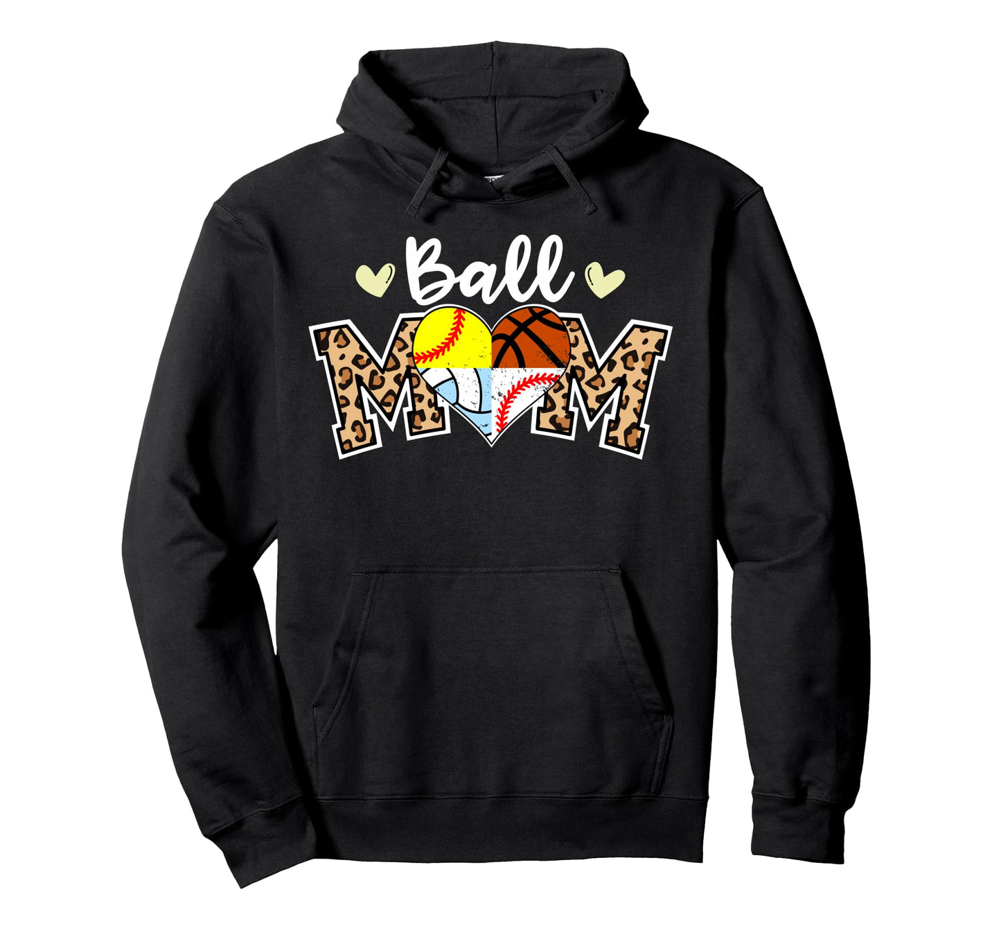 Ball Mom Leopard Baseball Softball Hoodie - Minimalist Print for Adults - T-Shirt, Sweatshirt, Hoodie