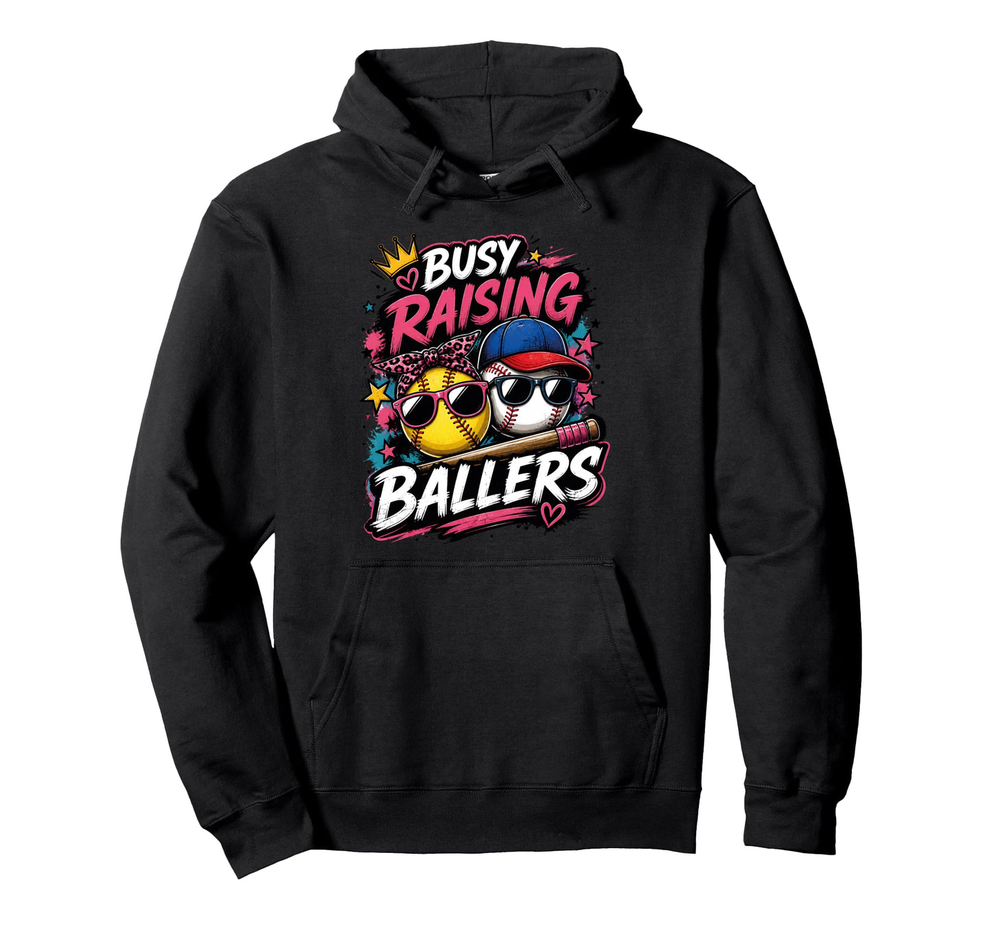 Busy Raising Ballers Softball Baseball Hoodie - Streetwear Style Men Women - T-Shirt, Sweatshirt, Hoodie