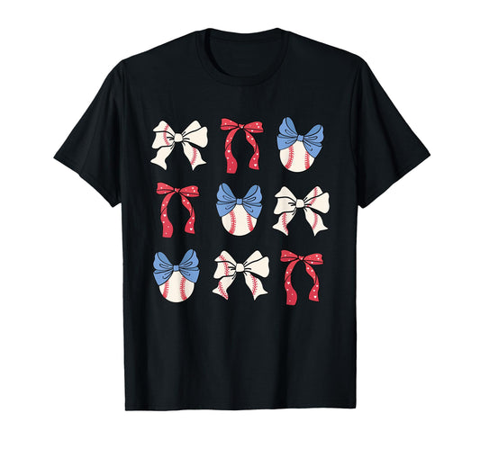 Baseball Bow Trendy Sports Aesthetic T-Shirt - Novelty Apparel for Adults - T-Shirt, Sweatshirt, Hoodie