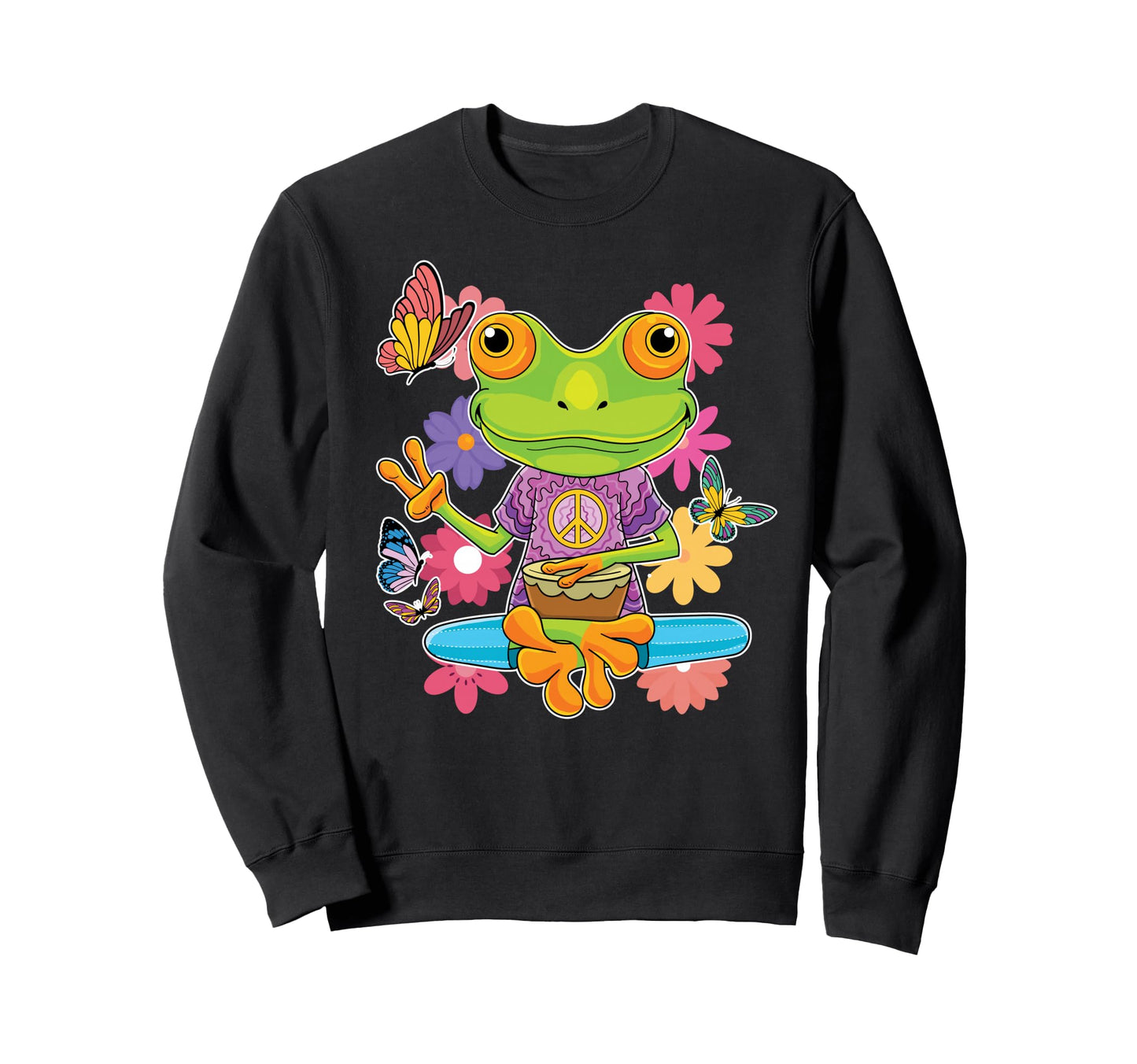Peace Hand Sign Hippie Trippy Colorful Sweatshirt - Novelty Apparel Unisex - T-Shirt, Sweatshirt, Hoodie