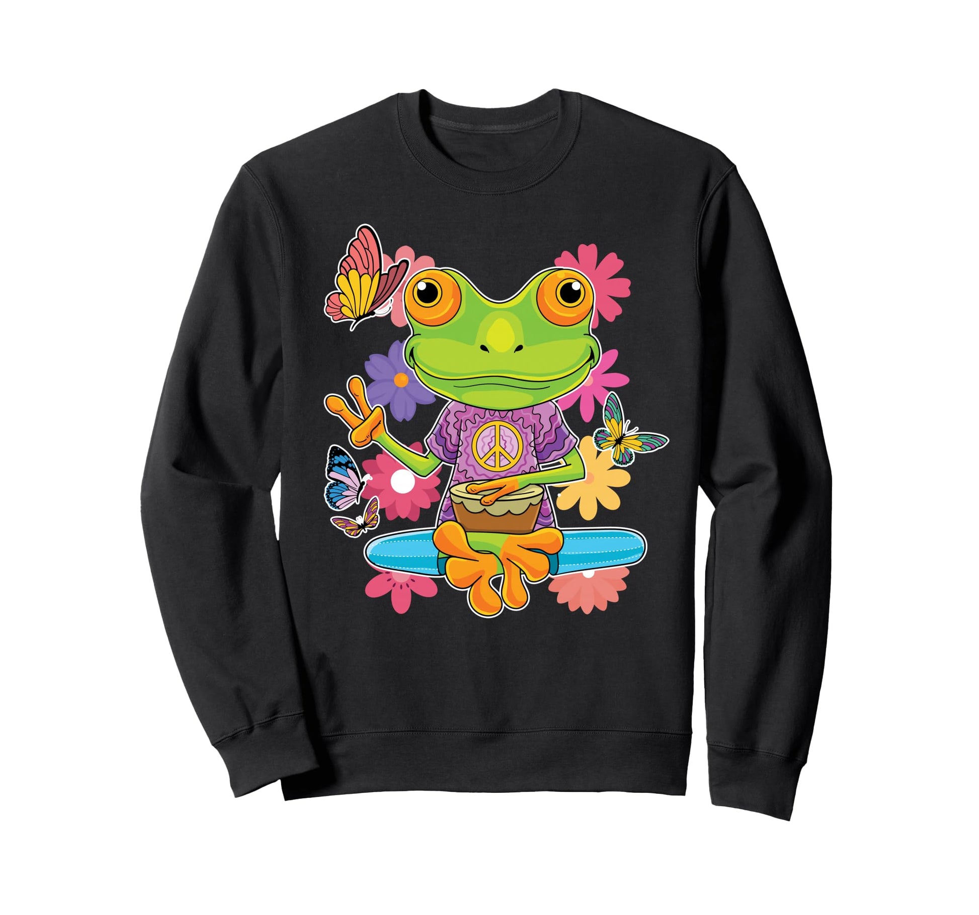 Peace Hand Sign Hippie Trippy Colorful Sweatshirt - Novelty Apparel Unisex - T-Shirt, Sweatshirt, Hoodie