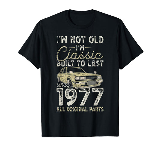 49Th Birthday Since 1977 Car 49 Year T-Shirt - Trendy Graphic for Adults - T-Shirt, Sweatshirt, Hoodie