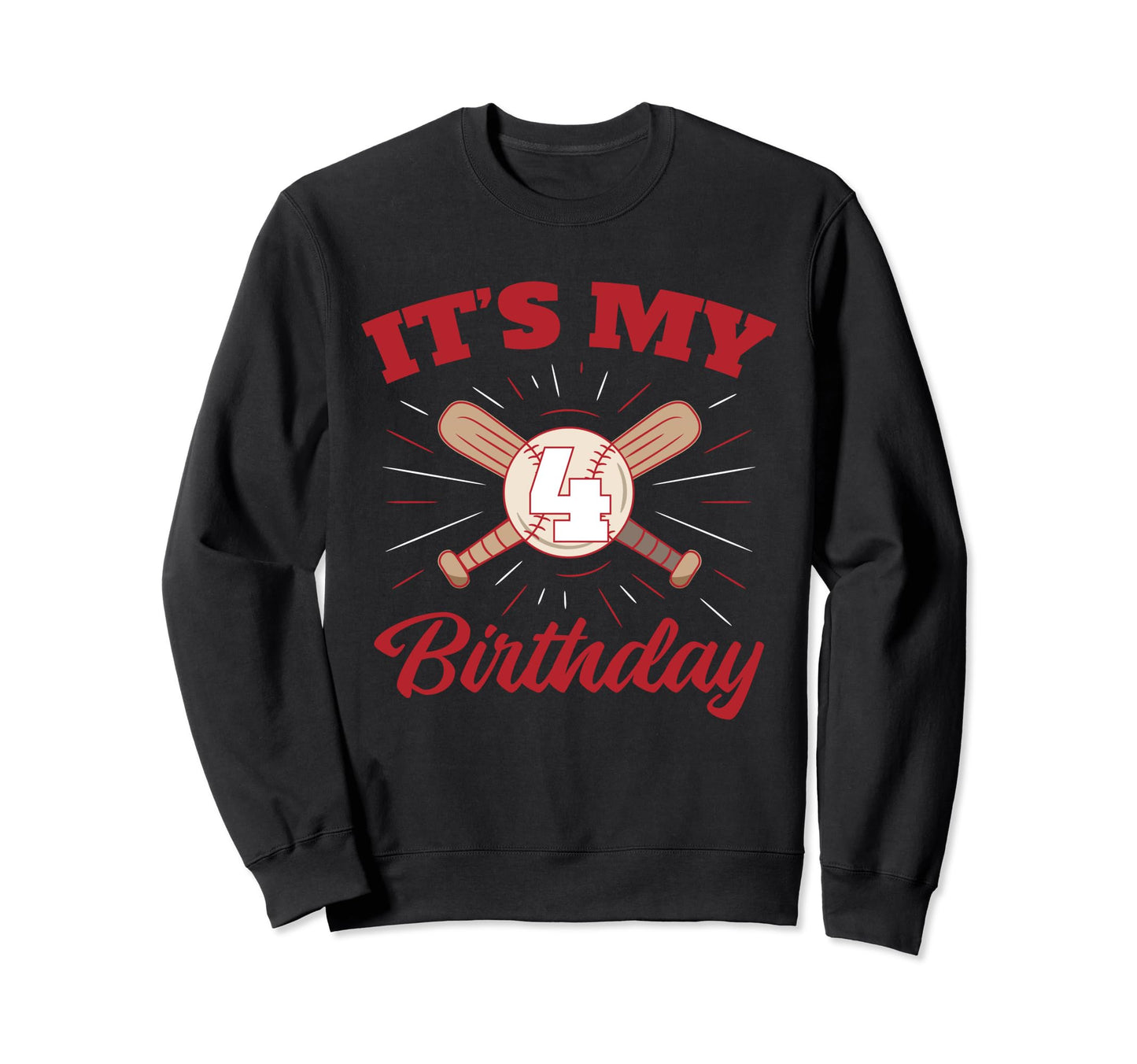 Birthday Baseball 4 Player 4Th Sweatshirt - Aesthetic Graphic Unisex - T-Shirt, Sweatshirt, Hoodie