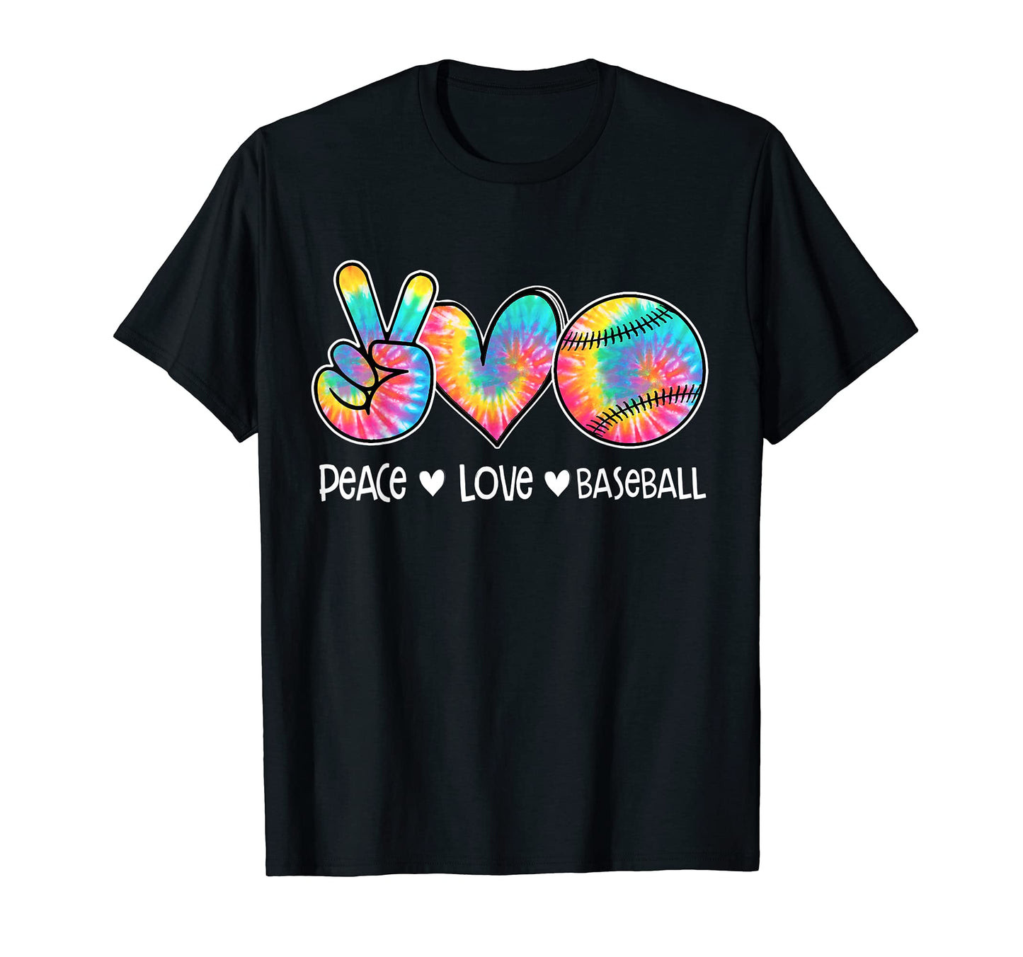 Peace Love Baseball Heart Tie Dye T-Shirt - Streetwear Style Unisex - T-Shirt, Sweatshirt, Hoodie