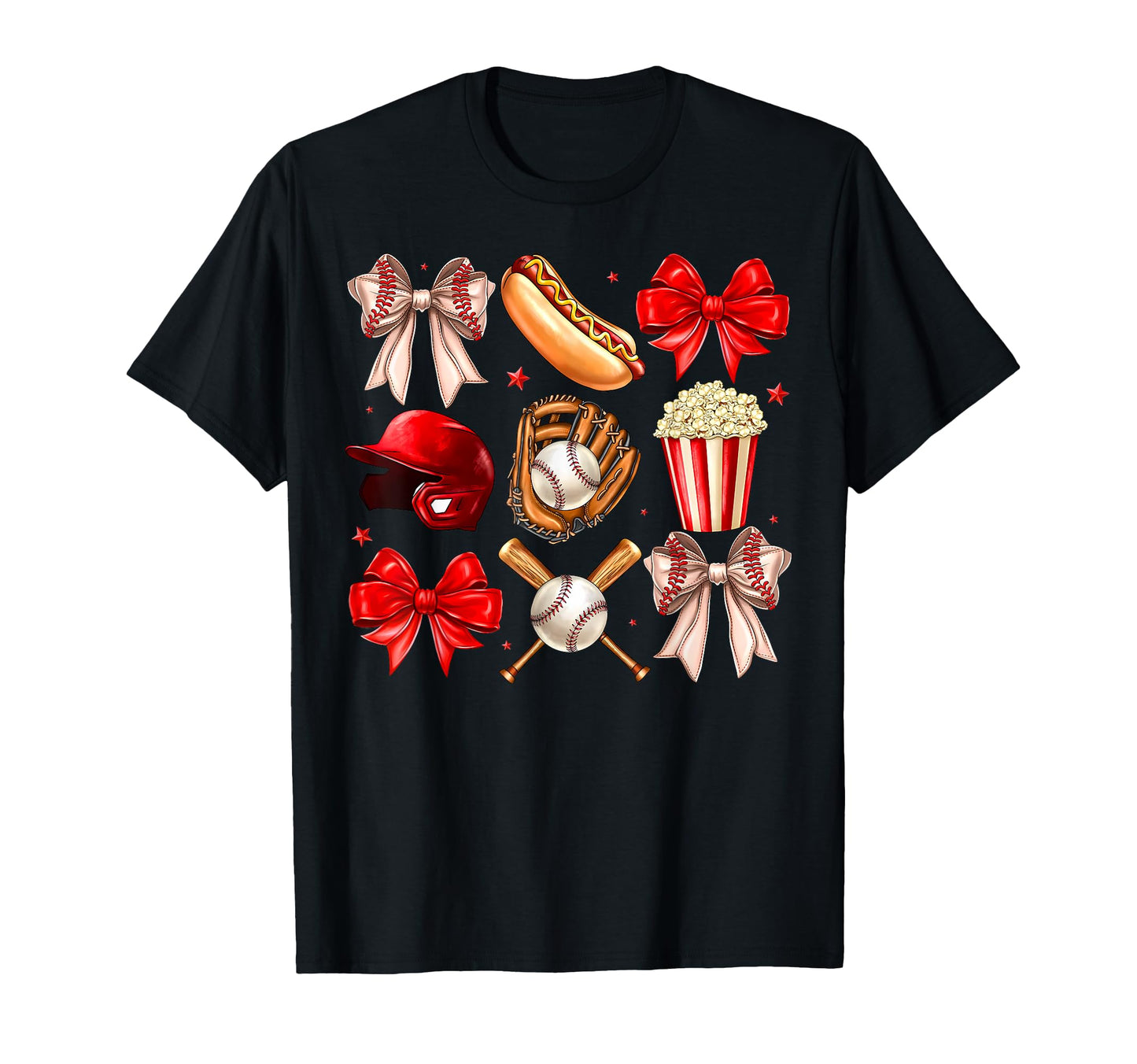 Baseball Coquette Bow Baseball Mama T-Shirt - Graphic Print Men Women - T-Shirt, Sweatshirt, Hoodie