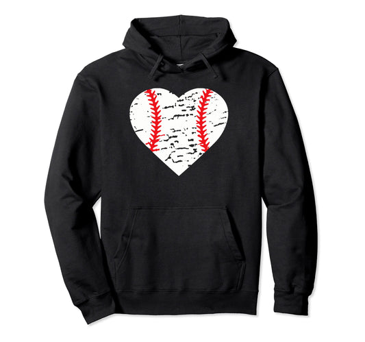 Baseball Heart Love Baseball Hoodie - Minimalist Print Men Women - T-Shirt, Sweatshirt, Hoodie