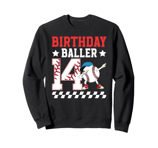 14Th Baseball Birthday Fourteen Sweatshirt - Streetwear Style for Adults - T-Shirt, Sweatshirt, Hoodie