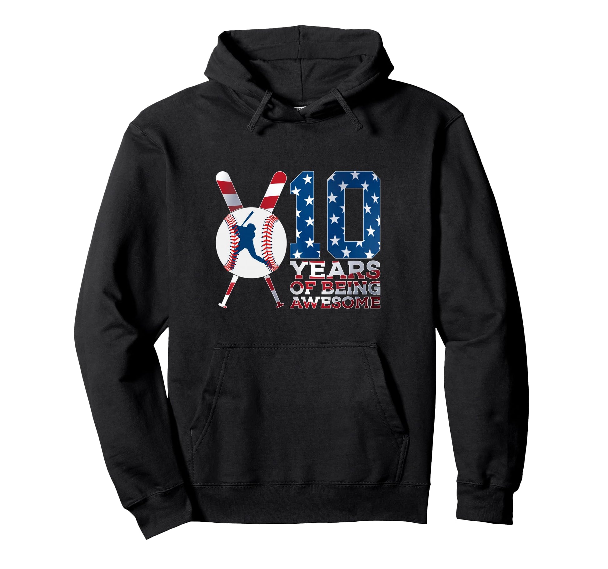 10 Years Being Awesome Baseball Hoodie - Casual Everyday Wear for Adults - T-Shirt, Sweatshirt, Hoodie