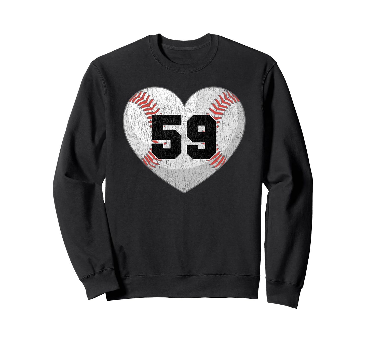 Baseball Number 59 Distressed Heart Sweatshirt - Minimalist Print Unisex - T-Shirt, Sweatshirt, Hoodie