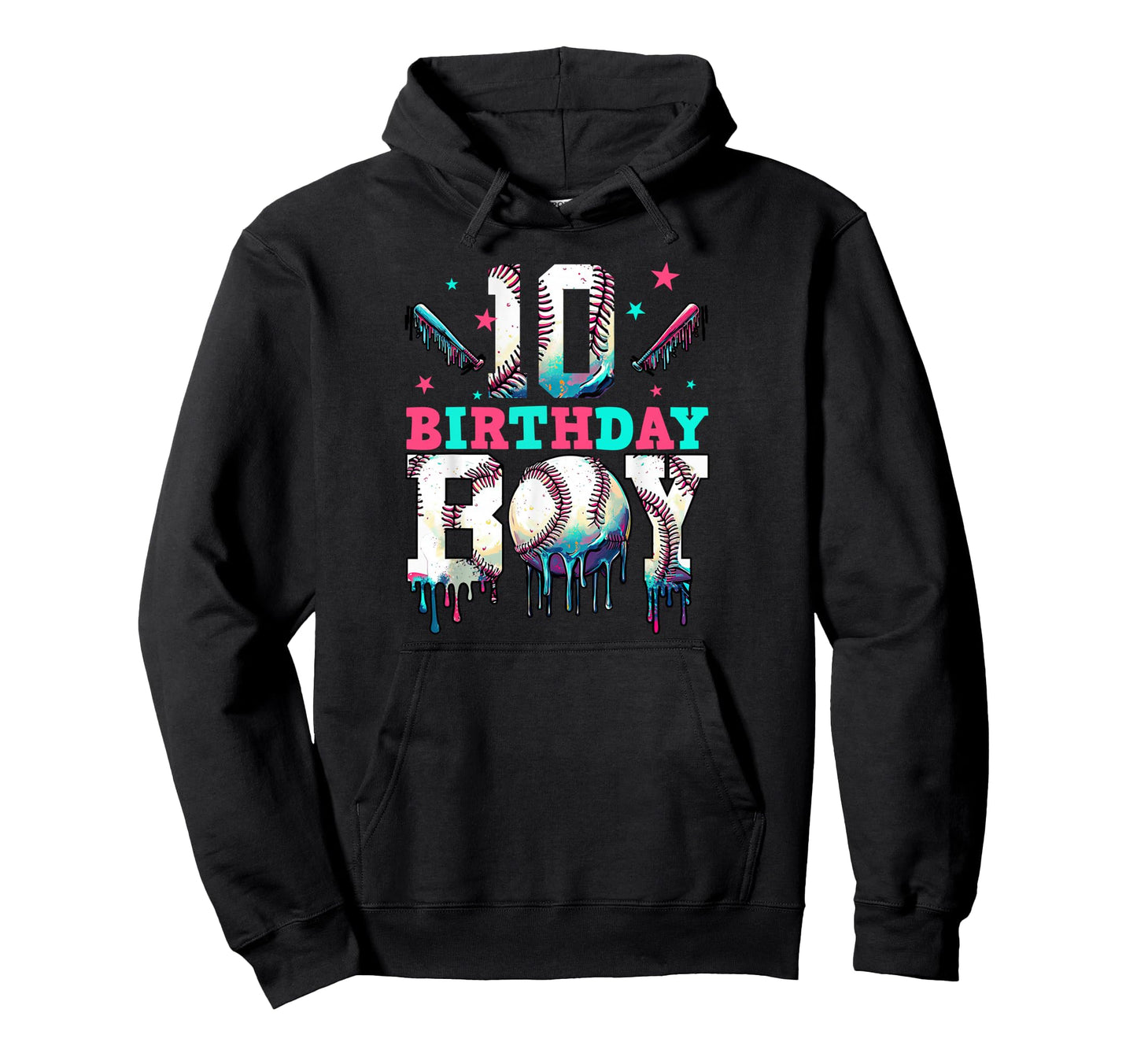 10Th Birthday Baseball Ice Cream Drip Hoodie - Aesthetic Graphic Men Women - T-Shirt, Sweatshirt, Hoodie