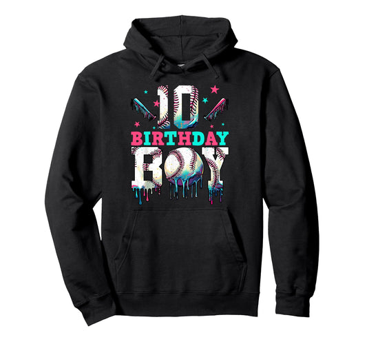 10Th Birthday Baseball Ice Cream Drip Hoodie - Aesthetic Graphic Men Women - T-Shirt, Sweatshirt, Hoodie